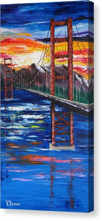 Bridge Canvas Print featuring the painting Bridge Over Ocean by Kevin Brown