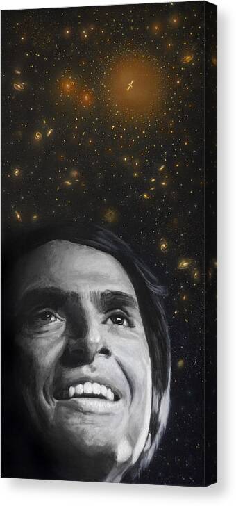 Carl Sagan Canvas Print featuring the painting Cosmos- Carl Sagan by Simon Kregar