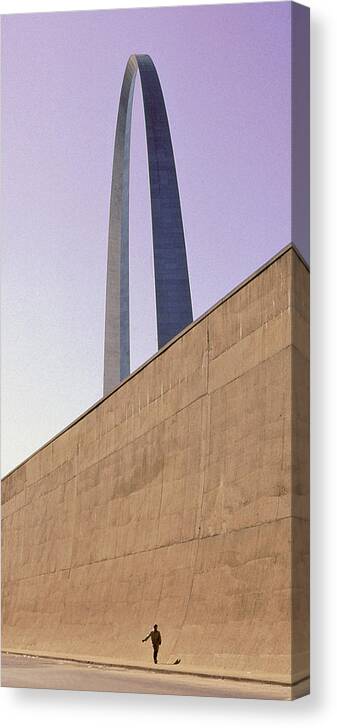 Gateway Arch Canvas Print featuring the photograph Arch Study 4 The Walking Dude by Christopher McKenzie