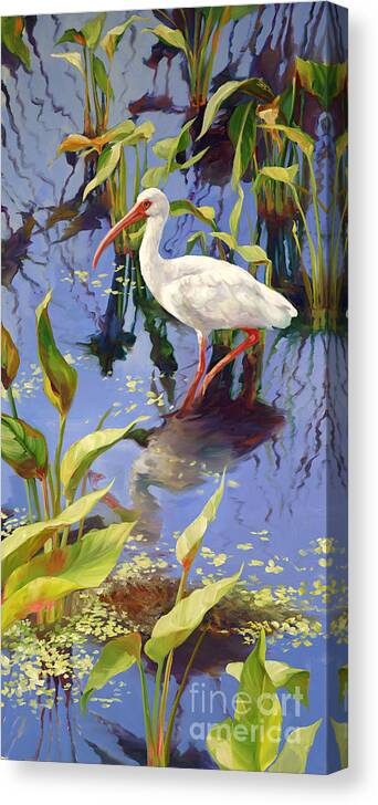 Spoon Bill Canvas Print featuring the painting Ibis Deux by Laurie Snow Hein