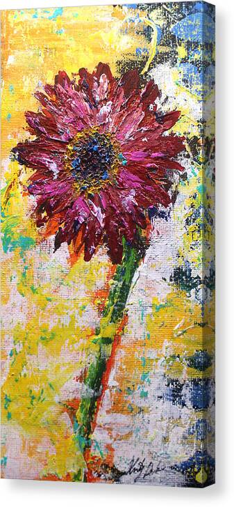 Red Flower Canvas Print featuring the painting Red Sunflower by Kristye Dudley