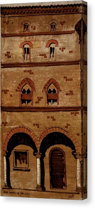 Bologna Canvas Print featuring the drawing Somewhere in the city by William Renzulli