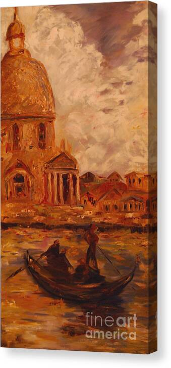 Boats Canvas Print featuring the painting Venice Morning by Nancy Bradley