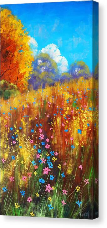 Spring Wildflowers Canvas Print featuring the painting Wildflowers by Graham Gercken