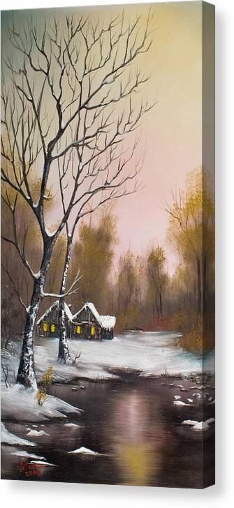 Landscape Canvas Print featuring the painting Winter Solace by Chris Steele