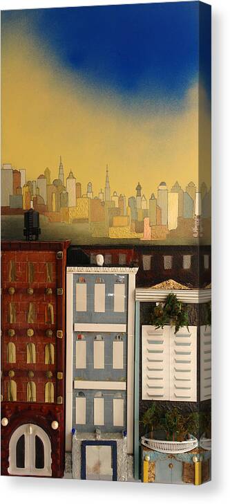 New York Canvas Print featuring the painting Three Nice Small Buildings by Robert Handler