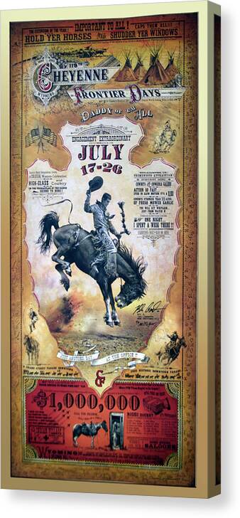 Frontier Days Signage Canvas Print featuring the photograph 119th Cheyenne Frontier Days Signage by Thomas Woolworth