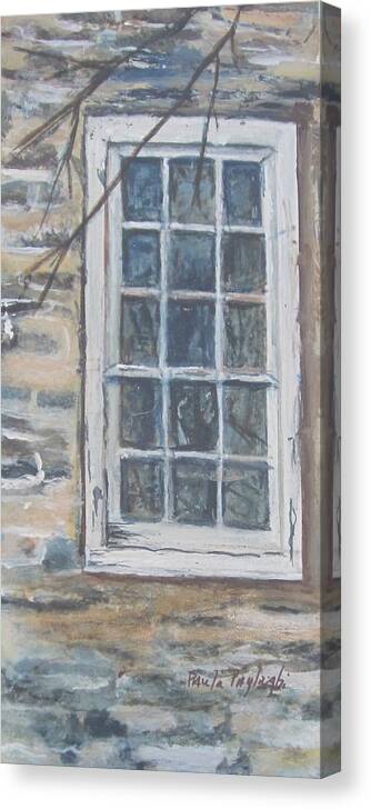 Miniature Painting Canvas Print featuring the painting Abandoned Window by Paula Pagliughi