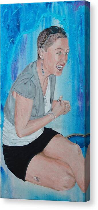 Kevin Callahan Woman Canvas Print featuring the painting Blue Money by Kevin Callahan