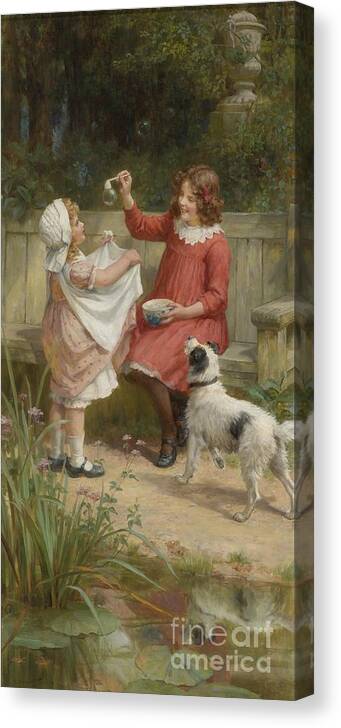 George Sheridan Knowles 1863 - 1931 Bubbles Canvas Print featuring the painting Bubbles by MotionAge Designs