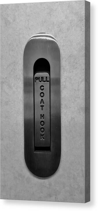 Coats Canvas Print featuring the photograph Coat Hook B W by Rob Hans