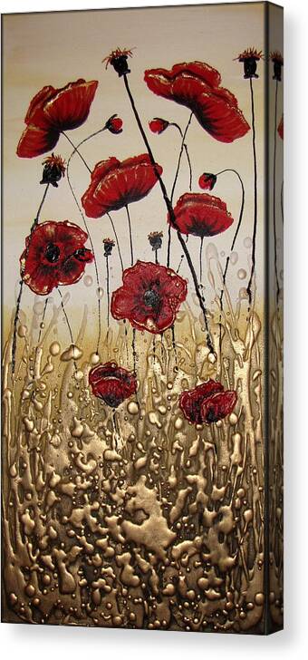 Poppies Canvas Print featuring the painting Delightful Red Poppies by Amanda Dagg