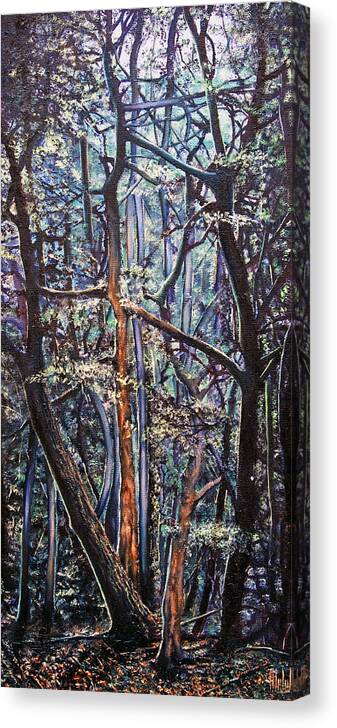 Trees Canvas Print featuring the painting Enchanted woods by Michelangelo Rossi
