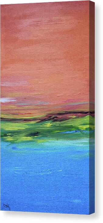 Abstract Painting Canvas Print featuring the painting Evening Sea and Water by Carrie Godwin