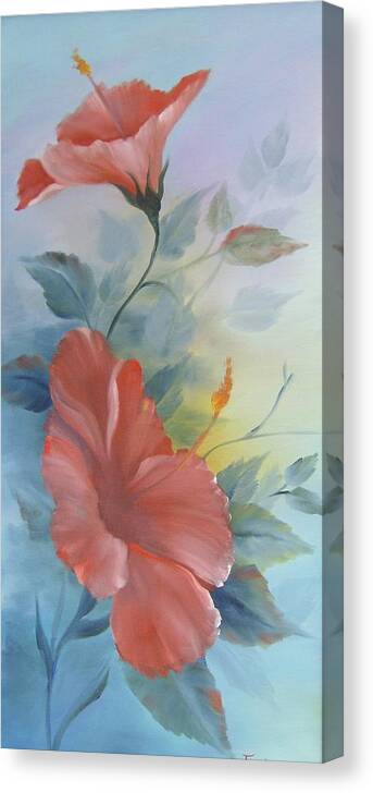 Hibiscus Canvas Print featuring the painting Hibiscus by Debra Campbell