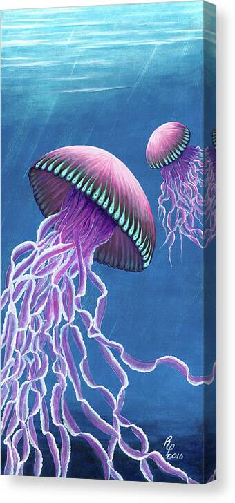 Jellies Canvas Print featuring the painting Jellies 3 by Rebecca Parker