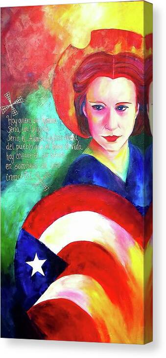 Julia De Burgos Canvas Print featuring the painting Julia De Burgos by Luzdy Rivera