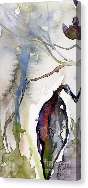 Seeds Canvas Print featuring the painting Modern Expressive Watercolor Autumn Leave by Ginette Callaway