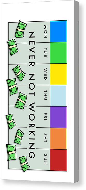Monopoly Canvas Print featuring the digital art Never Not Working color by Canvas Cultures
