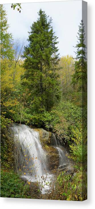 Waterfall Canvas Print featuring the photograph Roadside Waterfall in North Carolina by Mike McGlothlen