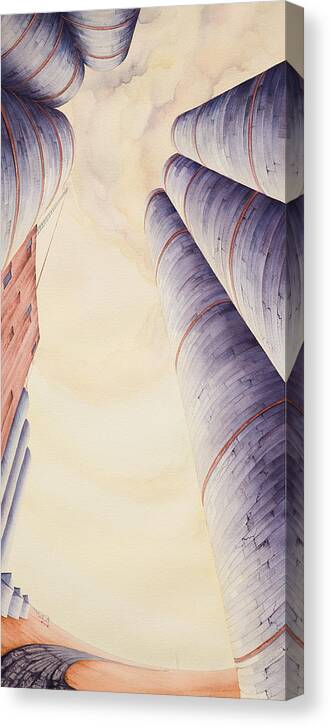 Great Plains Art Canvas Print featuring the painting Silos IV by Scott Kirby
