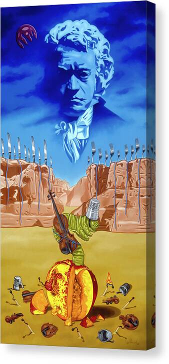  Canvas Print featuring the painting The Last Soldier an Ode to Beethoven by Paxton Mobley