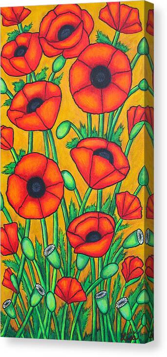 Colourful Canvas Print featuring the painting Tuscan Poppies by Lisa Lorenz
