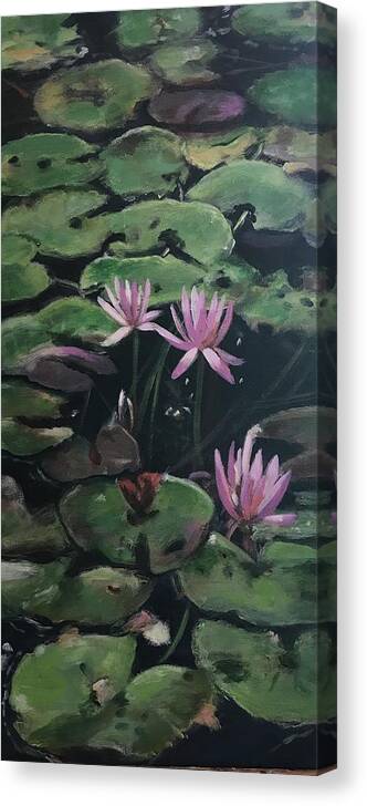 Water Lilies Canvas Print featuring the painting Water Lilies by Gloria Smith