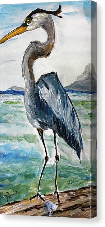 Heron Canvas Print featuring the painting Blue Heron by Roxy Rich