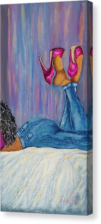 Pop Art Canvas Print featuring the painting Heels Up by Queen Gardner