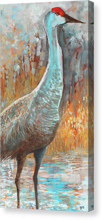 Sandhill Cranes Iii Canvas Print featuring the painting Sandhill Cranes IIi by Cecile Broz