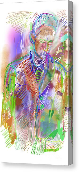 Colorfield Canvas Print featuring the digital art Saxaphonist by Joe Roache