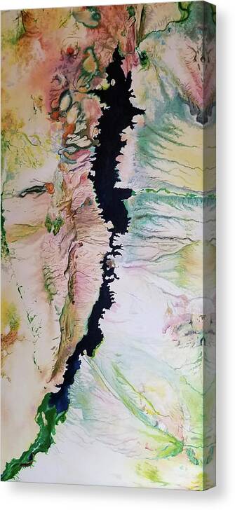 Environmental Artists Canvas Print featuring the painting Elephant Butte Reservoir 1991 by Rowan Lyford
