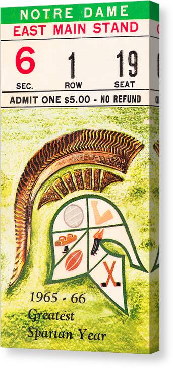 Notre Dame Canvas Print featuring the mixed media 1966 Notre Dame vs. Michigan State by Row One Brand