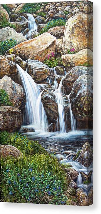 Waterfall Canvas Print featuring the painting Flowing by Aaron Spong