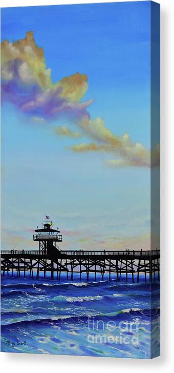 Pier Canvas Print featuring the painting Beautiful San Clemente by Mary Scott