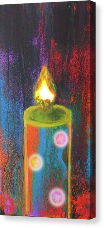 Candle Canvas Print featuring the mixed media Candle In The Rain by Anna Adams