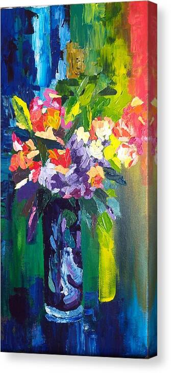 Flowers Canvas Print featuring the painting Flowers, gifts, abstract art by Geeta Yerra