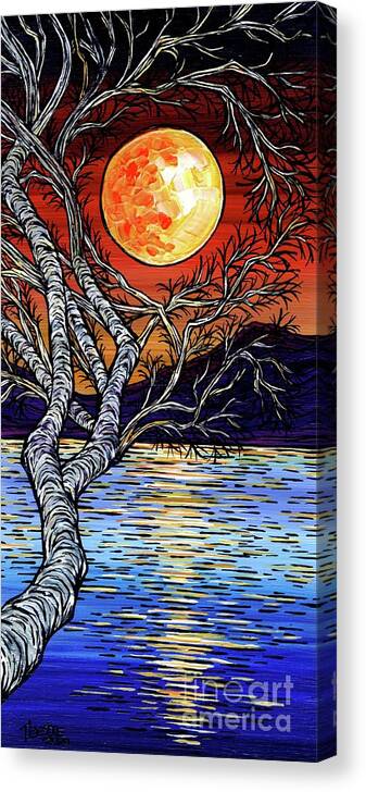  Canvas Print featuring the painting Harvest Moon Tranquility by Tracy Levesque