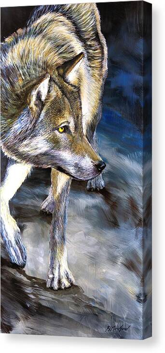 Wolf Canvas Print featuring the painting Hide And Seek by R J Marchand