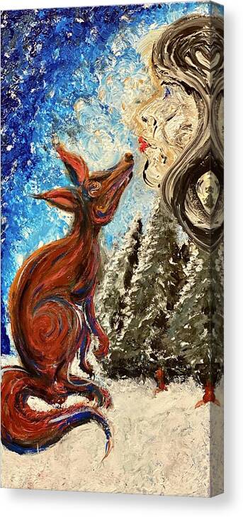 Animals Canvas Print featuring the painting Run with the Fox by Bethany Beeler
