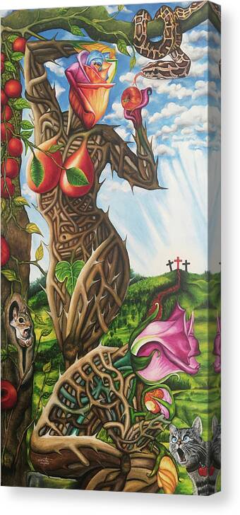  Canvas Print featuring the painting sHe bites the Apple by O Yemi Tubi