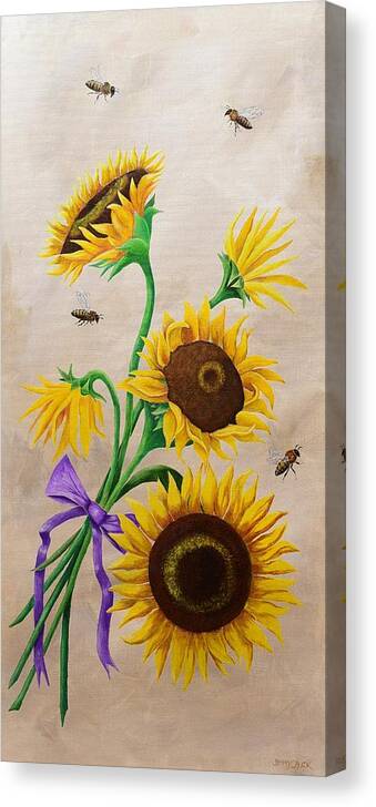 Sunflowers Canvas Print featuring the painting Sunflowers by Jimmy Chuck Smith