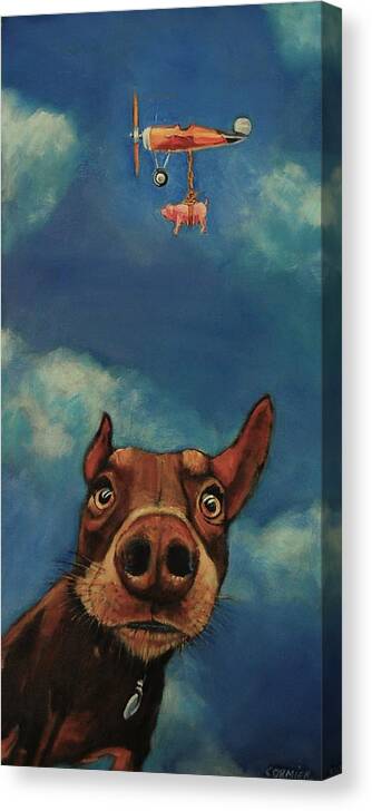 Dog Canvas Print featuring the painting Sup? by Jean Cormier
