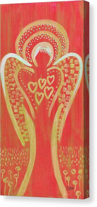 Angel Canvas Print featuring the painting This Angel Loves Orange by Corinne Carroll