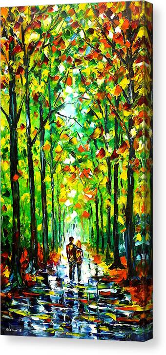 Walking In The Forest Canvas Print featuring the painting Walk In The Woods by Mirek Kuzniar