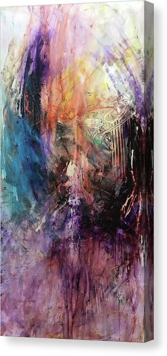 Abstract Art Canvas Print featuring the painting Wings Tearing Angel by Rodney Frederickson