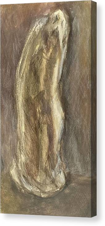 Pigments Canvas Print featuring the drawing Wrapped Figure in Brown by David Euler