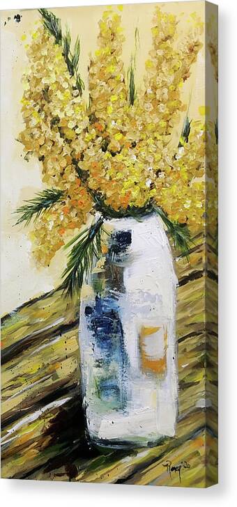 Flowers Canvas Print featuring the painting Yellow Bunch by Roxy Rich