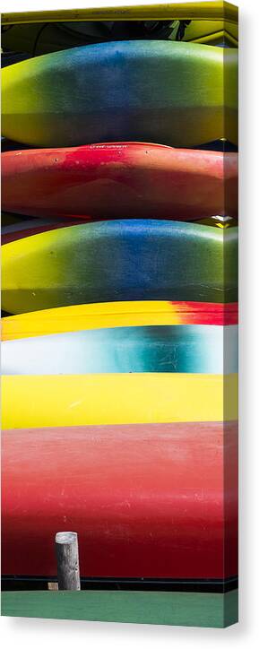 Kayak Canvas Print featuring the photograph Kayaks Stacked at Lake Wingra - Madison - Wisconsin by Steven Ralser
